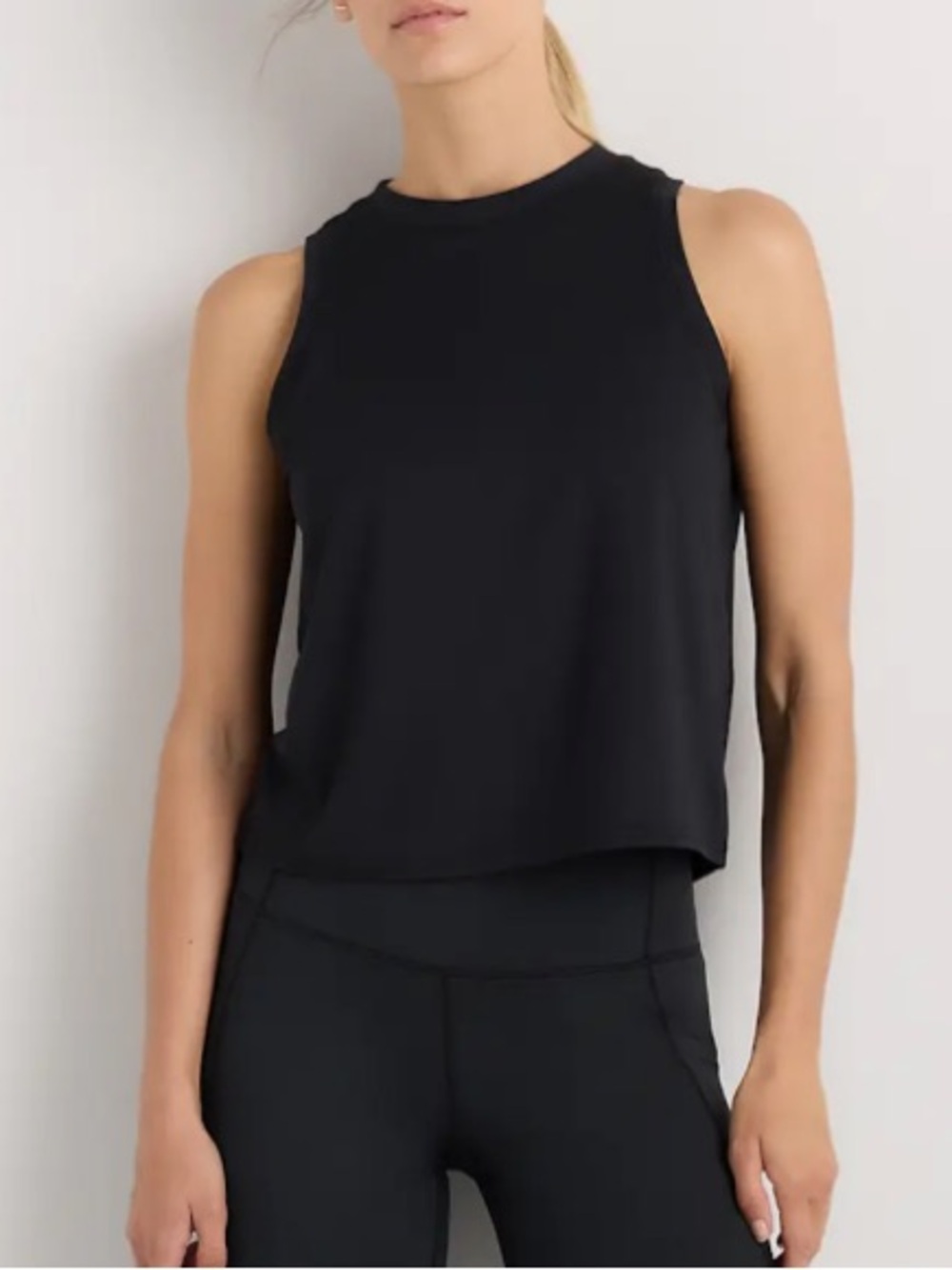 Quince Flowknit Breeze High-Neck Tank Black Athleisure 2024 NWT-Small
